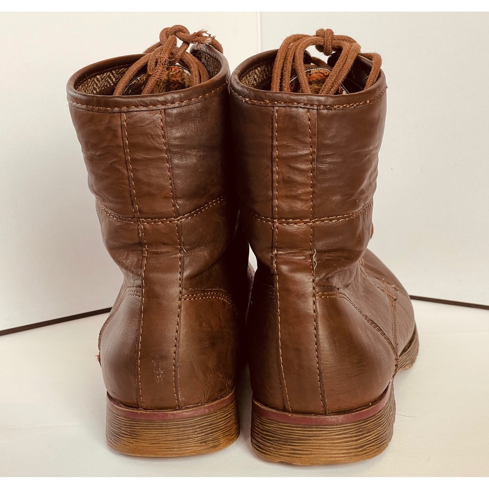 Rock & Candy by Zigi Women Brown Lace Up Combat Boots Plaid Lined Lug Sole - Picture 4 of 10